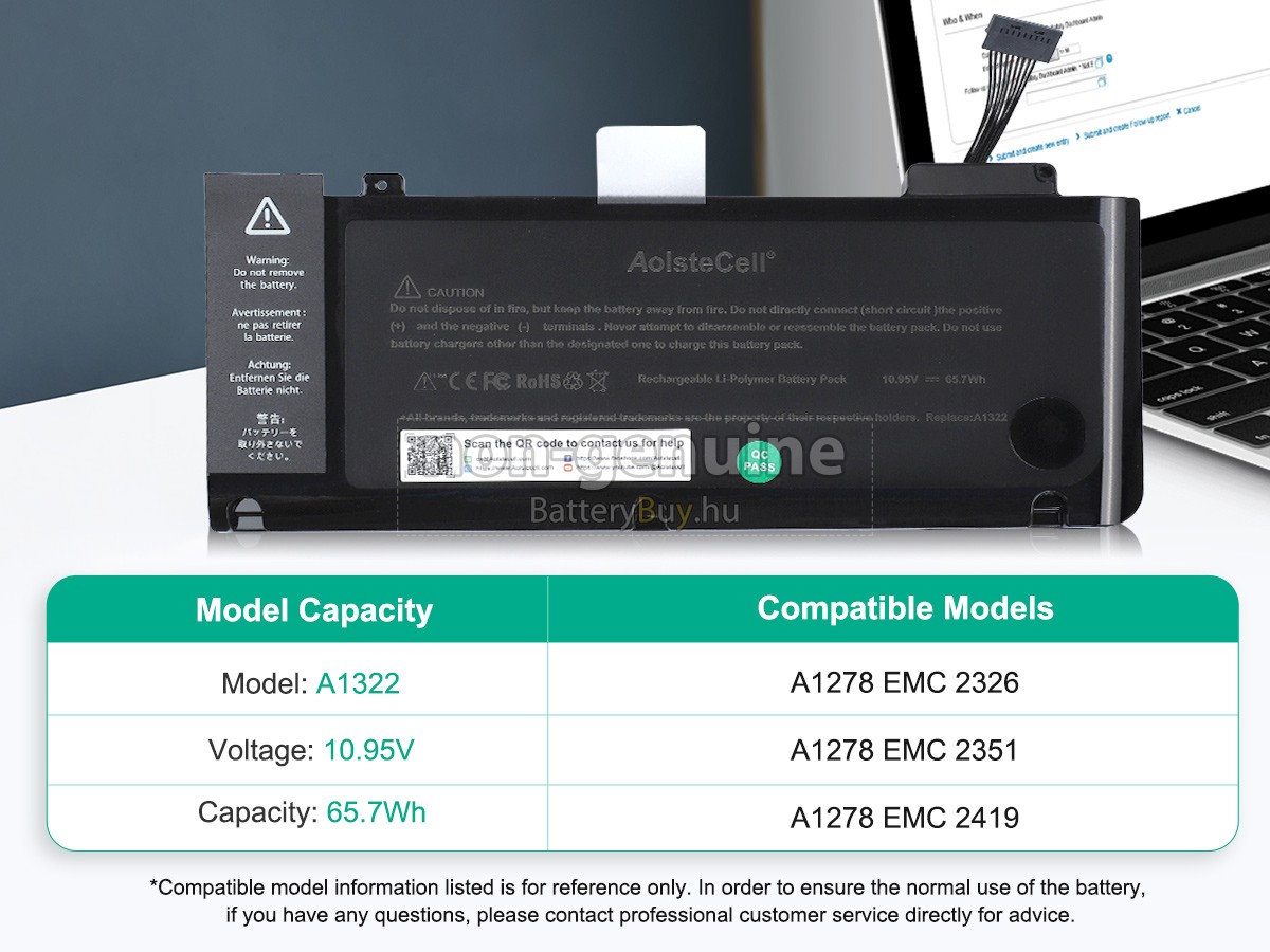 Apple A1322 helyettesítő akkumulátor