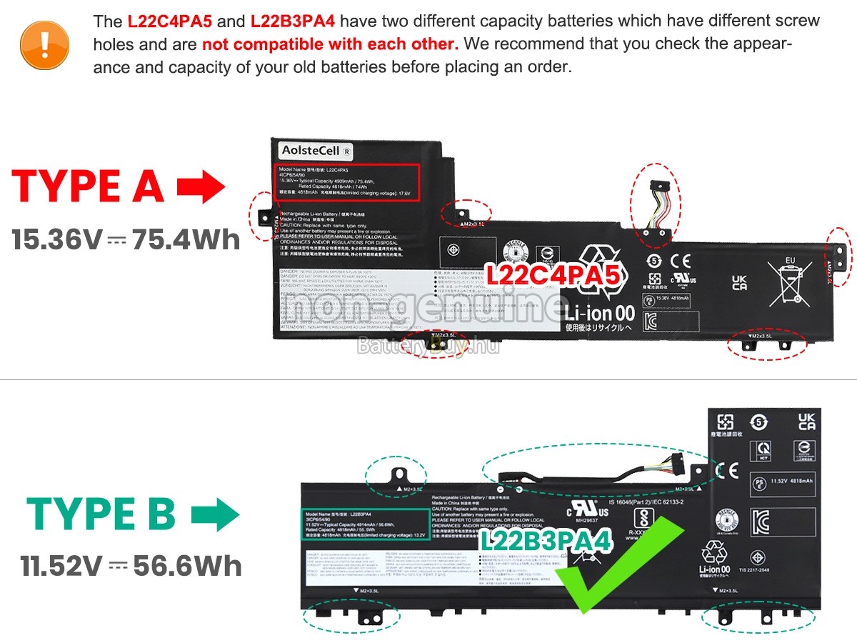 Lenovo IdeaPad SLIM 5 16IAH8-83BG0043FR helyettesítő akkumulátor