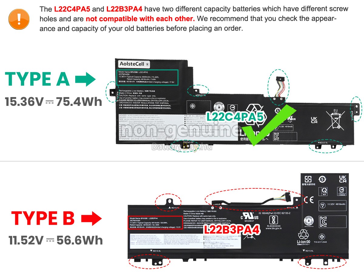 Lenovo IdeaPad SLIM 5 16IAH8-83BG0043FR helyettesítő akkumulátor