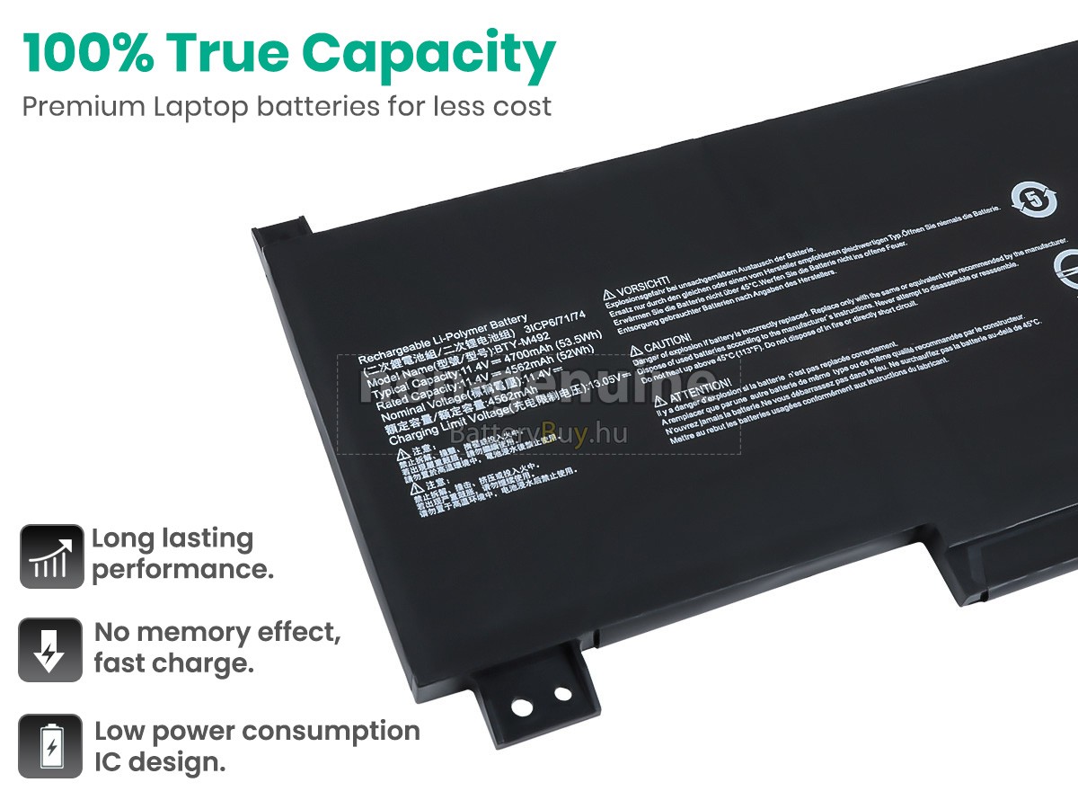 MSI PRESTIGE 14 A12UC helyettesítő akkumulátor