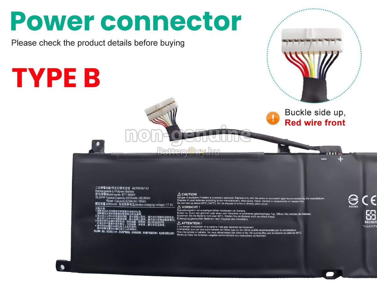 MSI STEALTH GS77 12UE helyettesítő akkumulátor